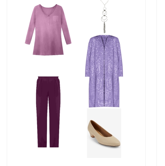 Romans Brand Size 18W Lavender Lilac Sequence Duster Brand New With Tags - Picture 2 of 8